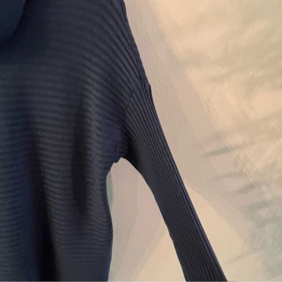 Chico's Zenergy Womens Sweater Size 2P (12 Large) Blue Cowl Neck Cotton-Cashmere - Picture 2 of 6